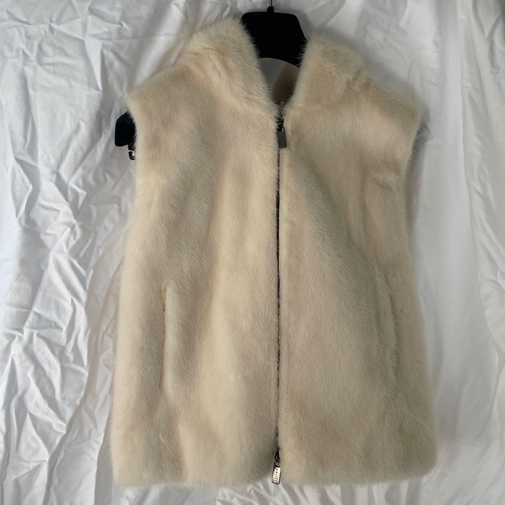 Celine Off-White Mink Fur Vest
